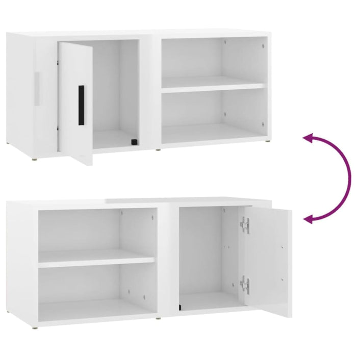 Tv Cabinets 2 Pcs Glossy Look White 80x31.5x36 Cm