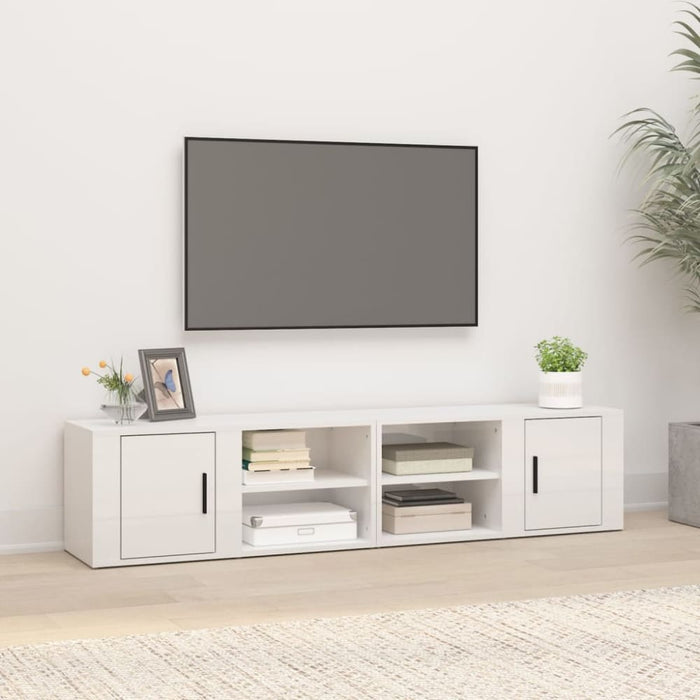 Tv Cabinets 2 Pcs Glossy Look White 80x31.5x36 Cm