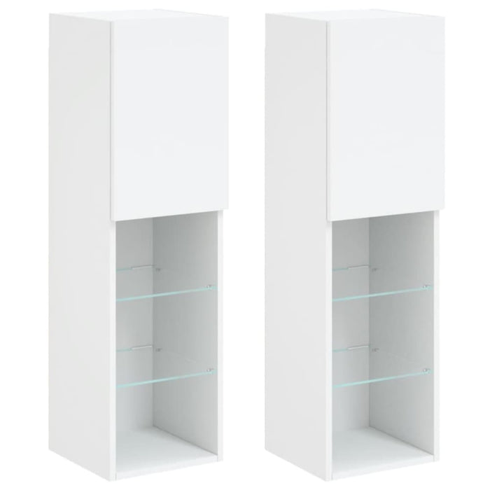 Tv Cabinets With Led Lights 2 Pcs White 30.5x30x102 Cm