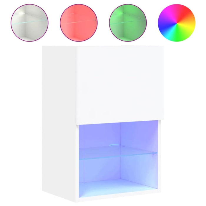 Tv Cabinets with Led Lights 2 Pcs White 40.5x30x60 Cm Ntibtb