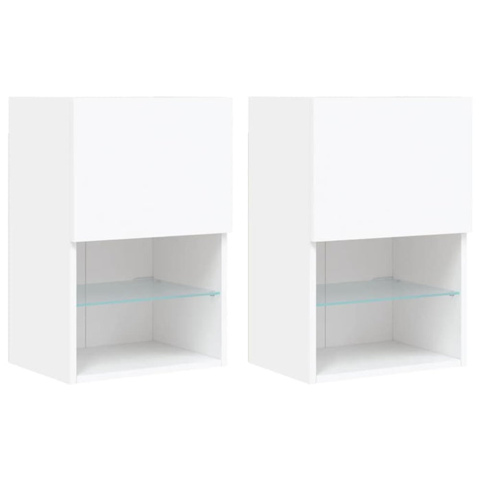 Tv Cabinets with Led Lights 2 Pcs White 40.5x30x60 Cm Ntibtb