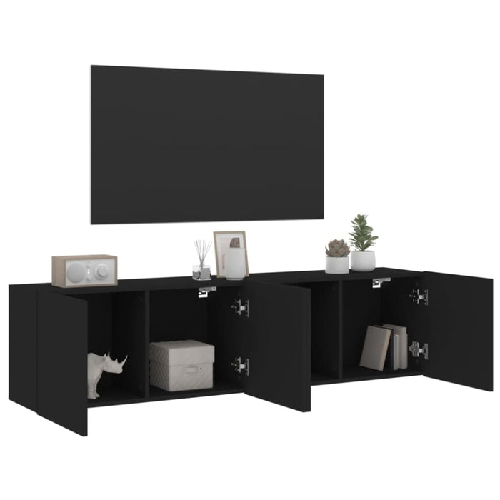 Tv Cabinets Wall-mounted 2 Pcs Black 80x30x41 Cm Ntlkpp