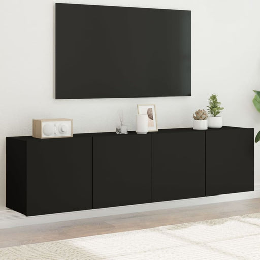Tv Cabinets Wall-mounted 2 Pcs Black 80x30x41 Cm Ntlkpp