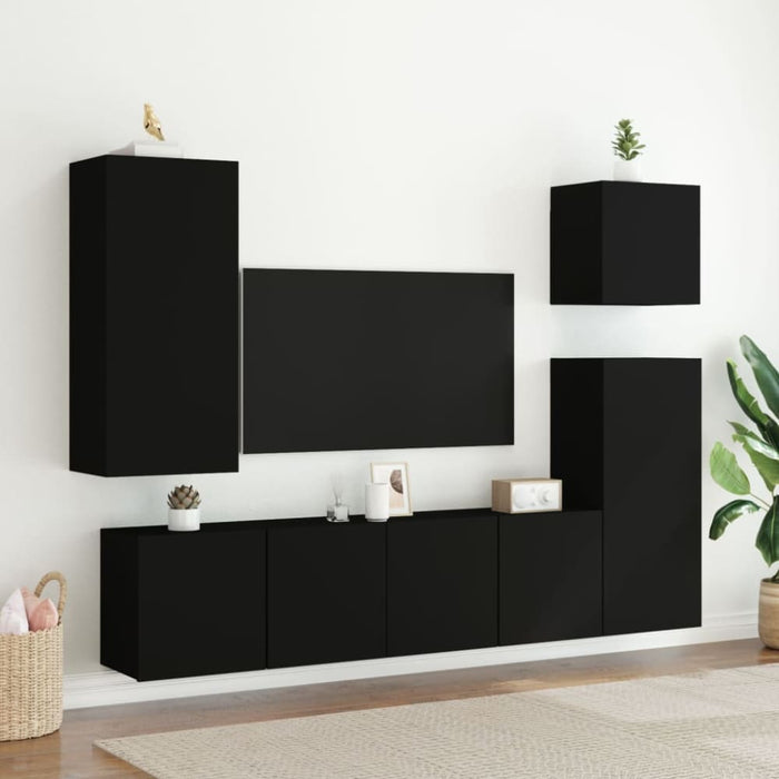 Tv Cabinets Wall-mounted 2 Pcs Black 80x30x41 Cm Ntlkpp