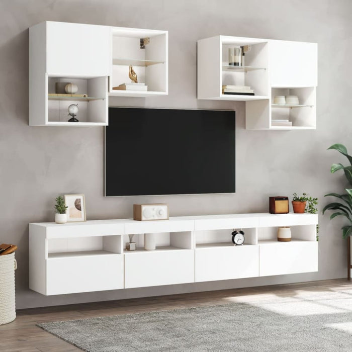 Tv Wall Cabinet with Led Lights White 100x30x40 Cm Ntixoo