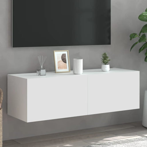 Tv Wall Cabinet with Led Lights White 100x35x31 Cm Ntixkp