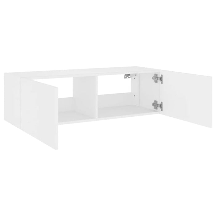 Tv Wall Cabinet with Led Lights White 100x35x31 Cm Ntixkp