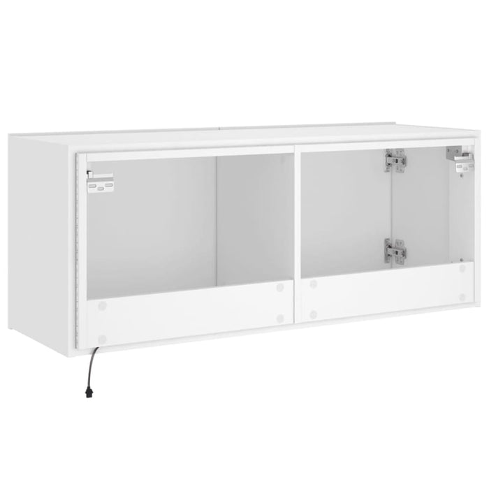 Tv Wall Cabinet with Led Lights White 100x35x41 Cm Ntitxt