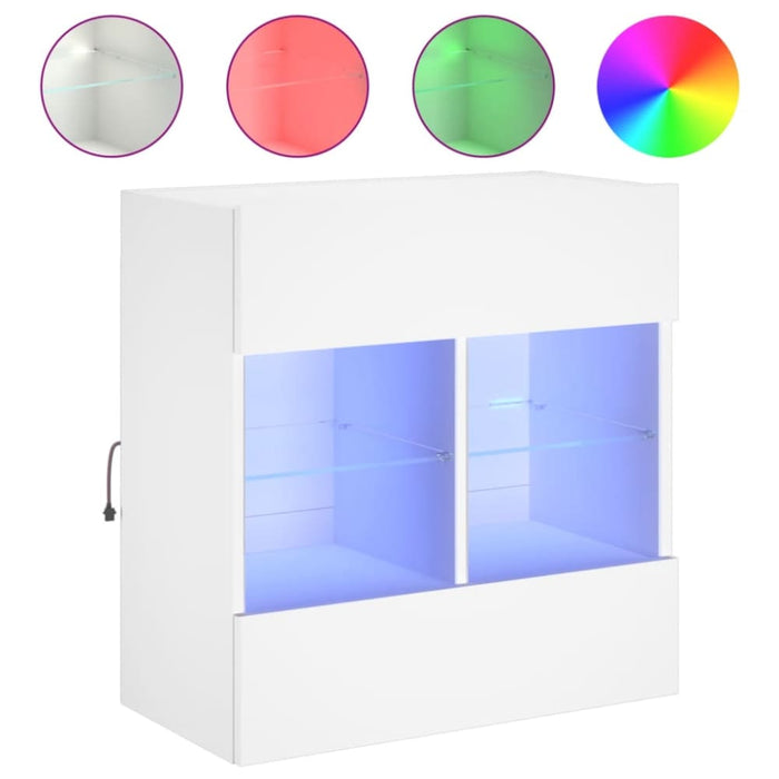 Tv Wall Cabinet with Led Lights White 58.5x30x60.5 Cm Ntibkx