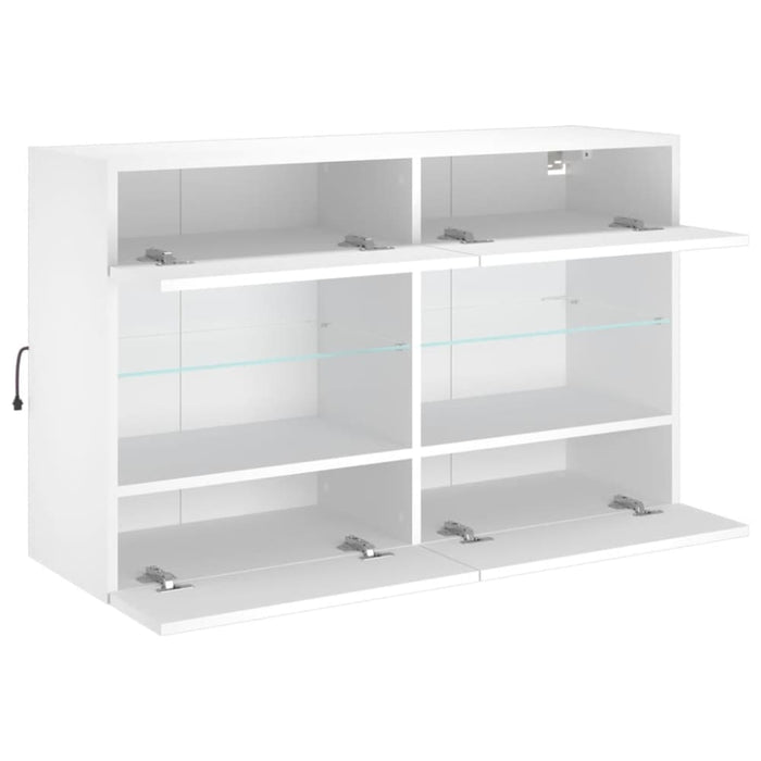 Tv Wall Cabinet with Led Lights White 98.5x30x60.5 Cm Ntiobl
