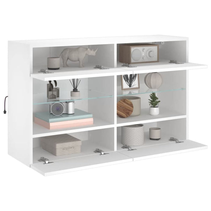 Tv Wall Cabinet with Led Lights White 98.5x30x60.5 Cm Ntiobl