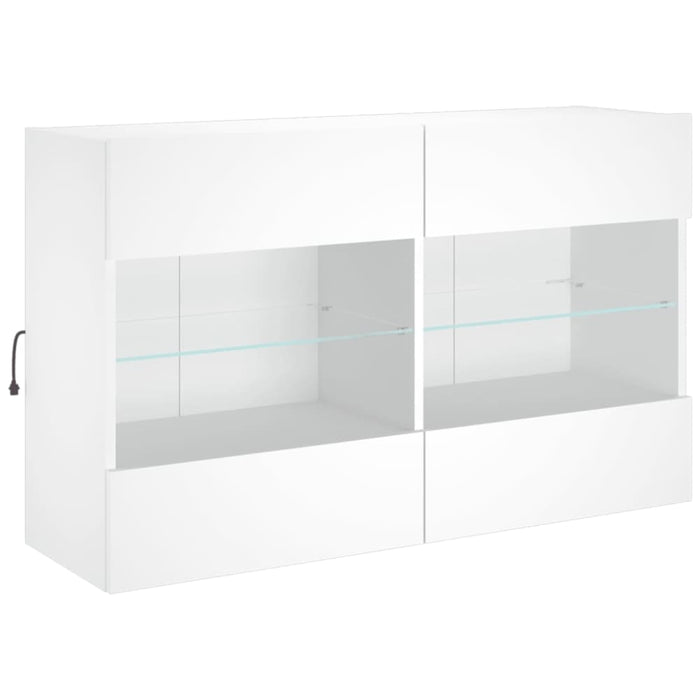Tv Wall Cabinet with Led Lights White 98.5x30x60.5 Cm Ntiobl