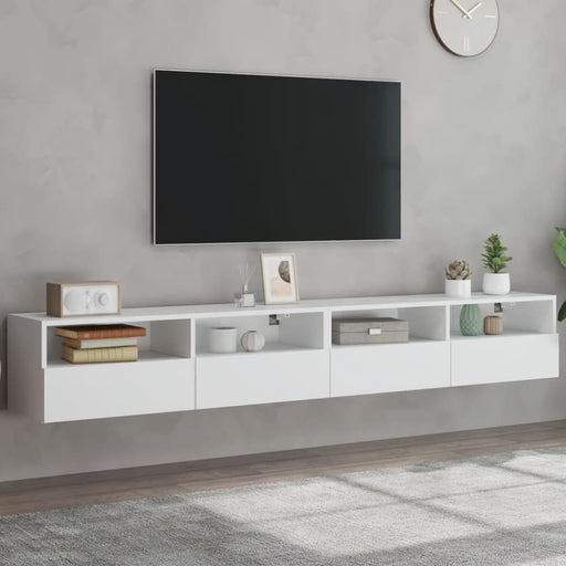 Tv Wall Cabinets 2 Pcs White 100x30x30 Cm Engineered Wood