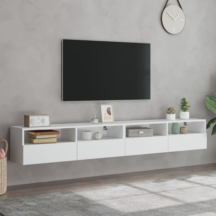 Tv Wall Cabinets 2 Pcs White 100x30x30 Cm Engineered Wood