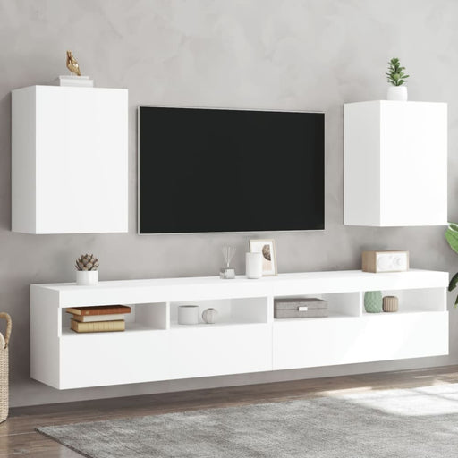 Tv Wall Cabinets 2 Pcs White 40.5x30x60 Cm Engineered Wood