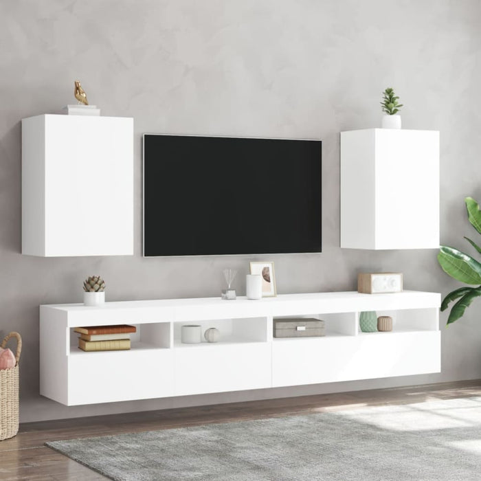 Tv Wall Cabinets 2 Pcs White 40.5x30x60 Cm Engineered Wood