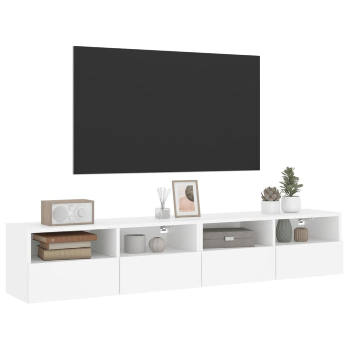 Tv Wall Cabinets 2 Pcs White 80x30x30 Cm Engineered Wood