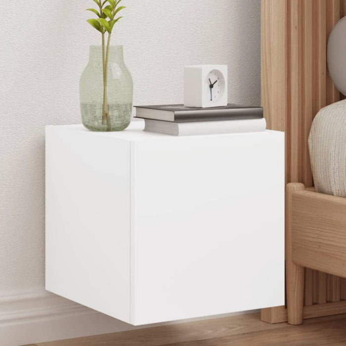 Tv Wall Cabinets with Led Lights 2 Pcs White 30.5x35x30 Cm