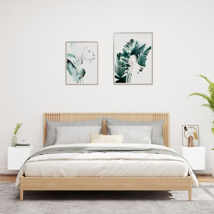 Tv Wall Cabinets with Led Lights 2 Pcs White 30.5x35x30 Cm