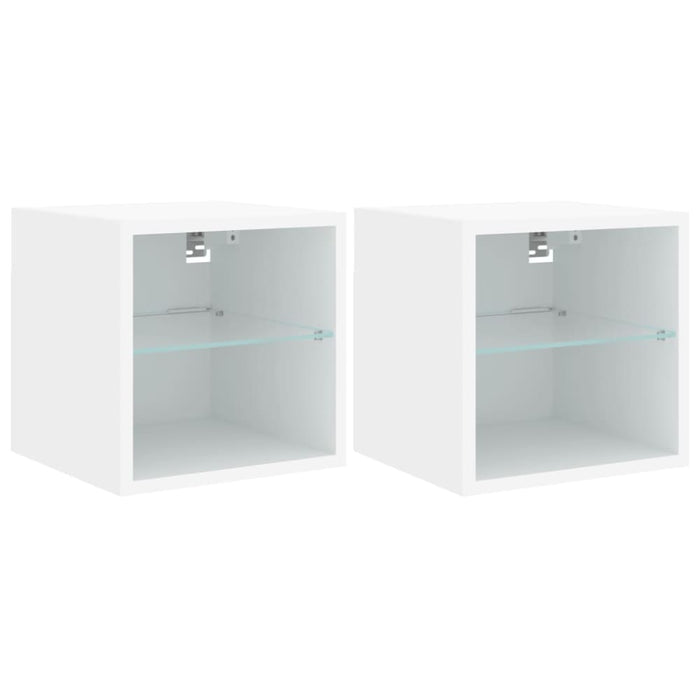 Tv Wall Cabinets with Led Lights 2 Pcs White 30x28.5x30 Cm
