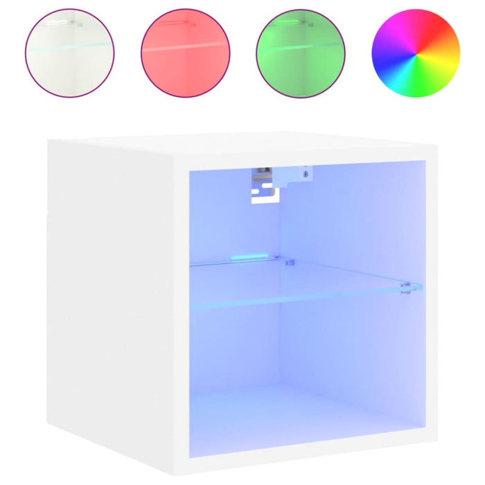 Tv Wall Cabinets with Led Lights 2 Pcs White 30x28.5x30 Cm