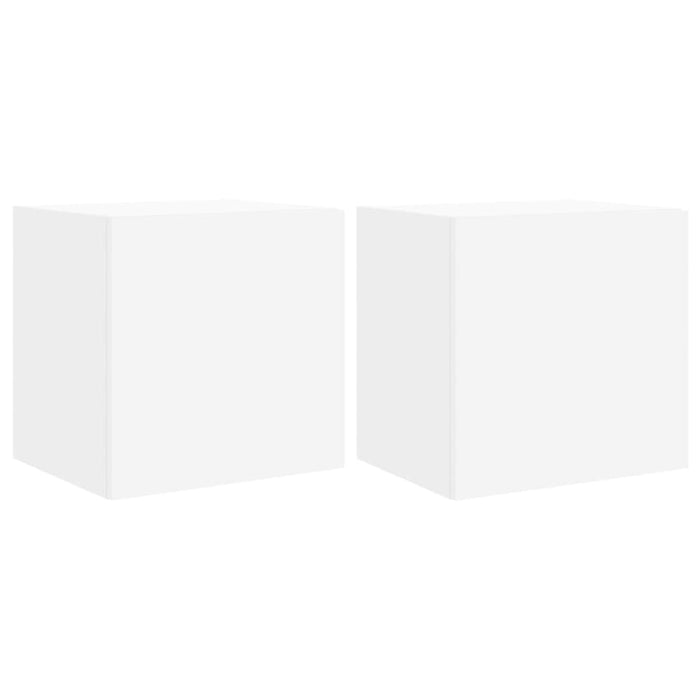 Tv Wall Cabinets with Led Lights 2 Pcs White 40.5x35x40 Cm