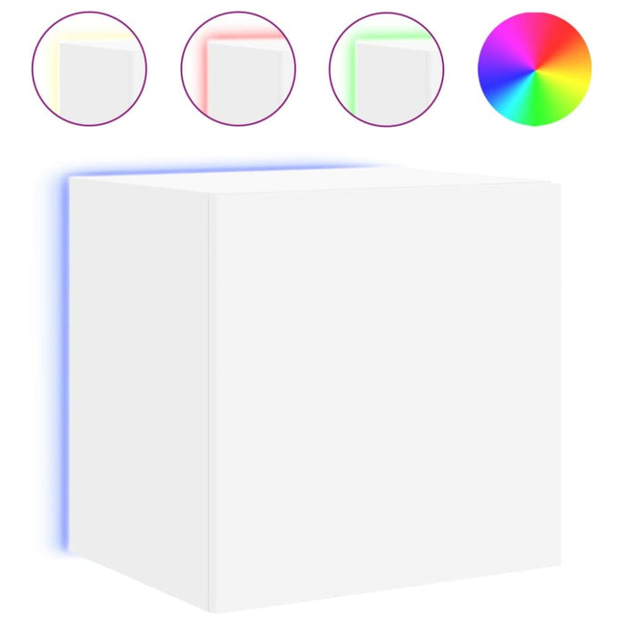 Tv Wall Cabinets with Led Lights 2 Pcs White 40.5x35x40 Cm