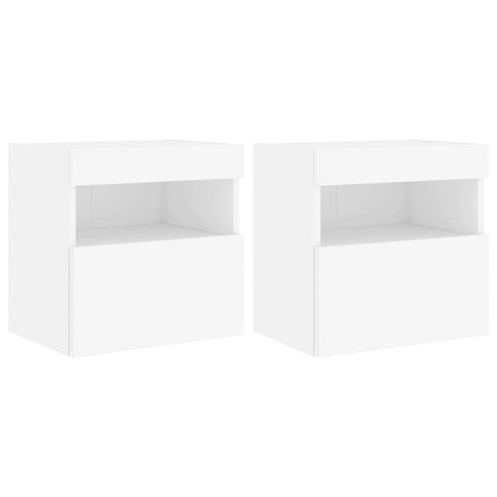 Tv Wall Cabinets with Led Lights 2 Pcs White 40x30x40 Cm
