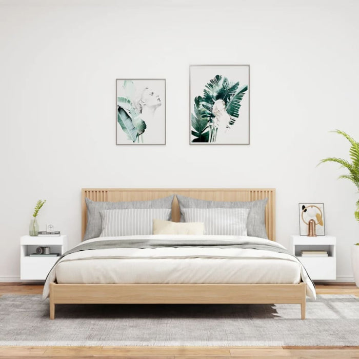 Tv Wall Cabinets with Led Lights 2 Pcs White 40x30x40 Cm