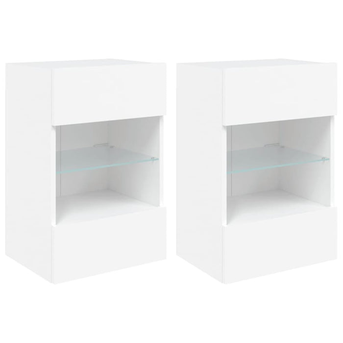 Tv Wall Cabinets with Led Lights 2 Pcs White 40x30x60.5 Cm