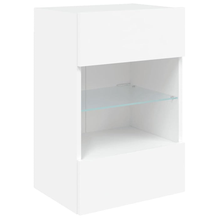 Tv Wall Cabinets with Led Lights 2 Pcs White 40x30x60.5 Cm