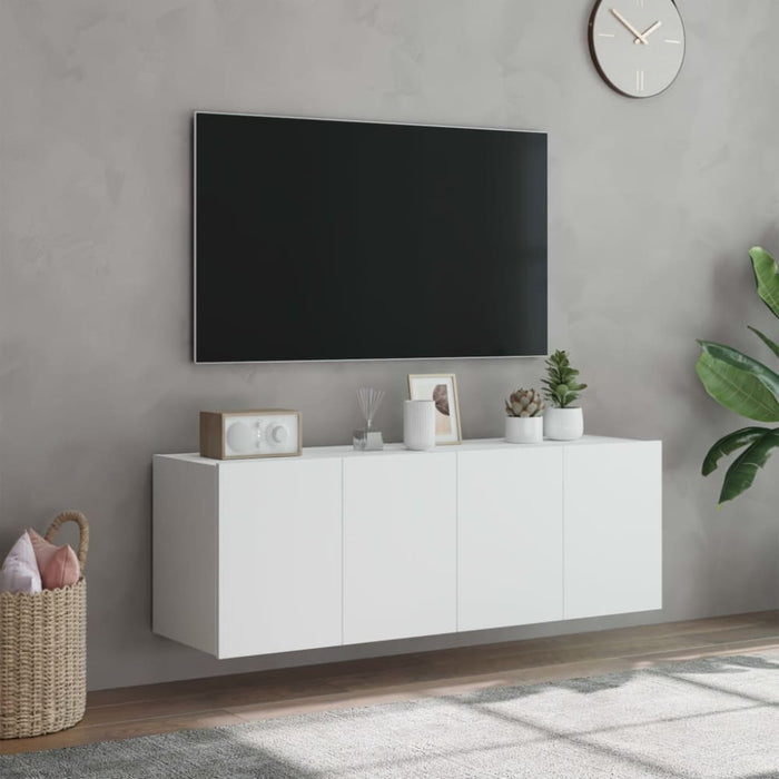 Tv Wall Cabinets with Led Lights 2 Pcs White 60x35x41 Cm