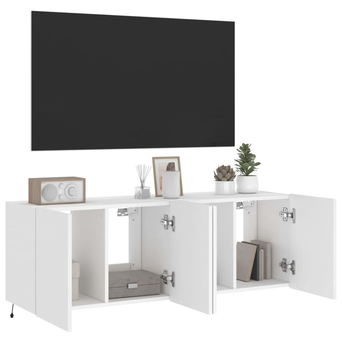 Tv Wall Cabinets with Led Lights 2 Pcs White 60x35x41 Cm