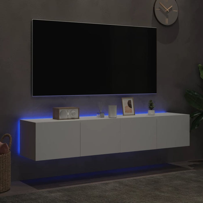 Tv Wall Cabinets with Led Lights 2 Pcs White 80x35x31 Cm