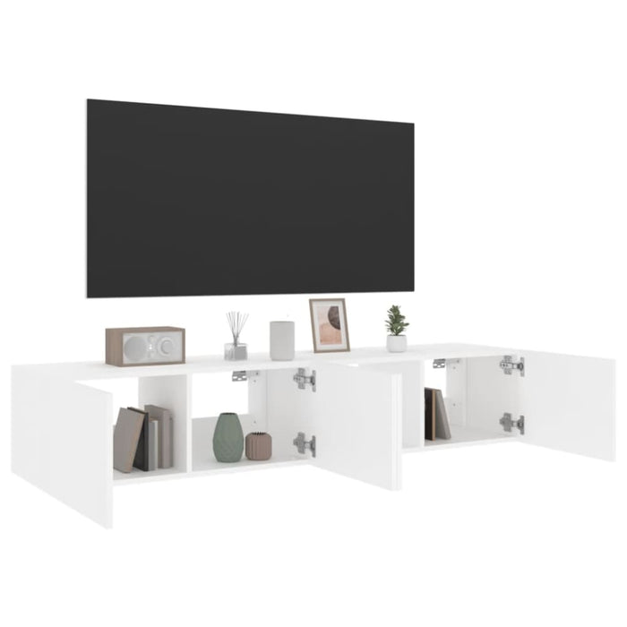 Tv Wall Cabinets with Led Lights 2 Pcs White 80x35x31 Cm
