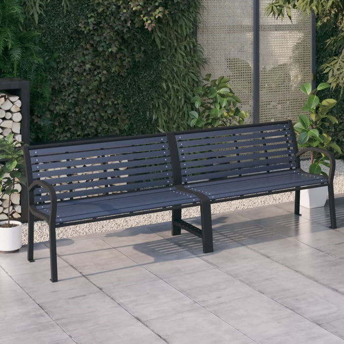 Twin Garden Bench Steel and Wpc Black Toioxi