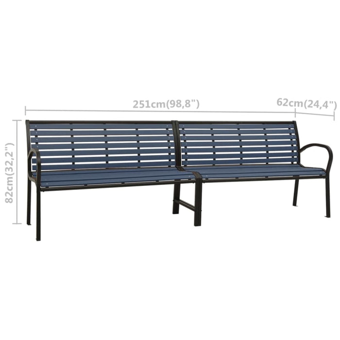 Twin Garden Bench Steel and Wpc Black Toioxi