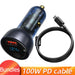 65w Type - c Fast Quick Phone Charger In Car Qc 4.0 3.0 Led