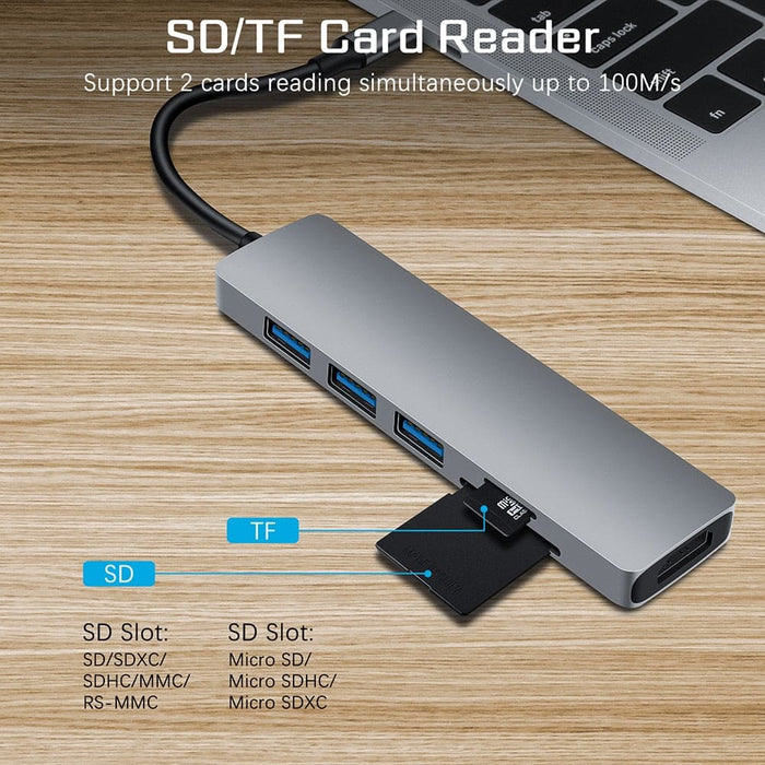 Usb Type c 4k Splitter Hub + Card Reader