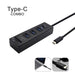 Type c Usb3.1 Hub For Apple Pc 3 Port With Switch + Card