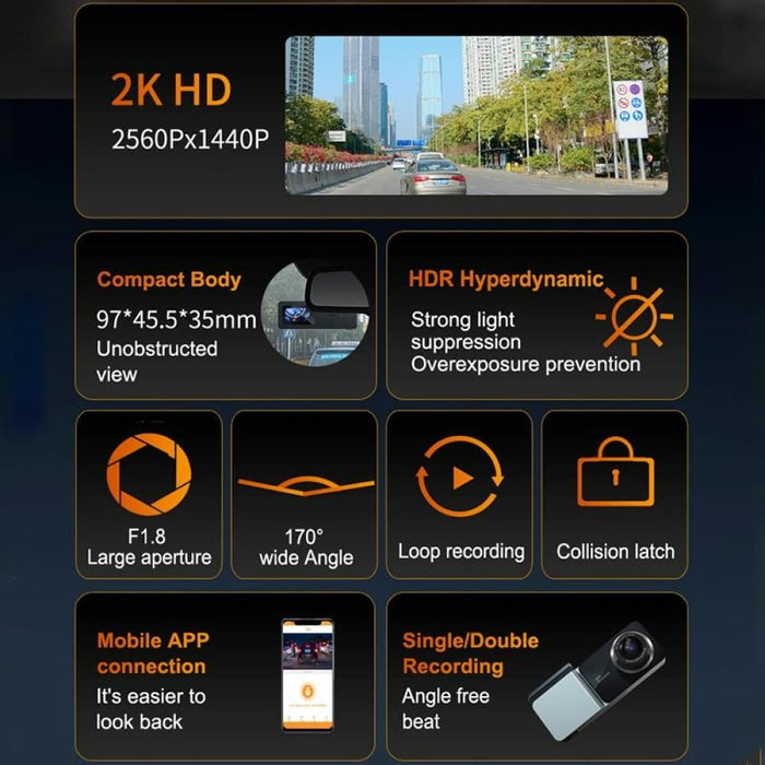 U06 2k Ultra Hd Night Vision Wifi Car Driving Recorder