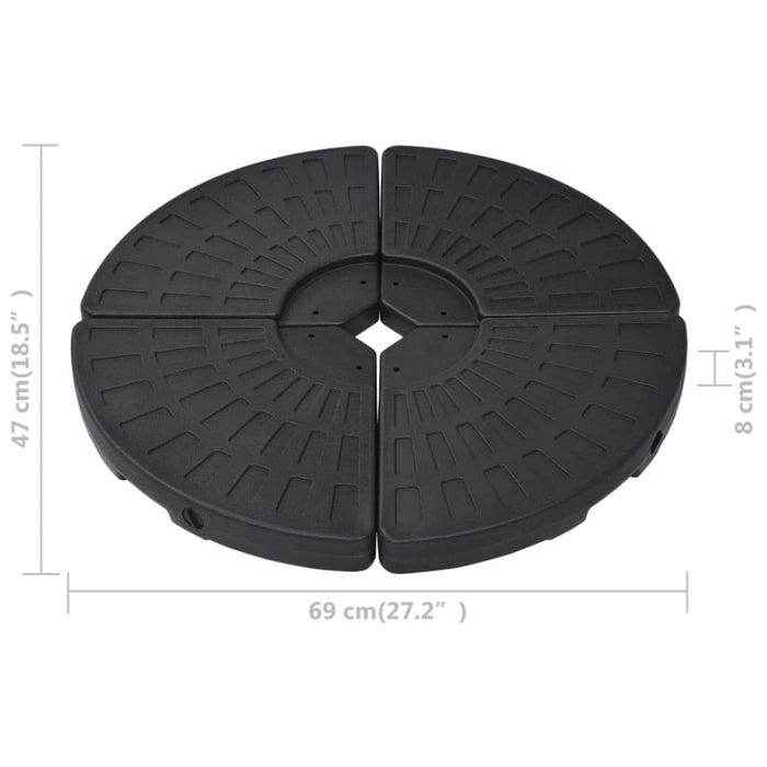 Umbrella Base Fan-shaped 4 Pcs Black Ainpi
