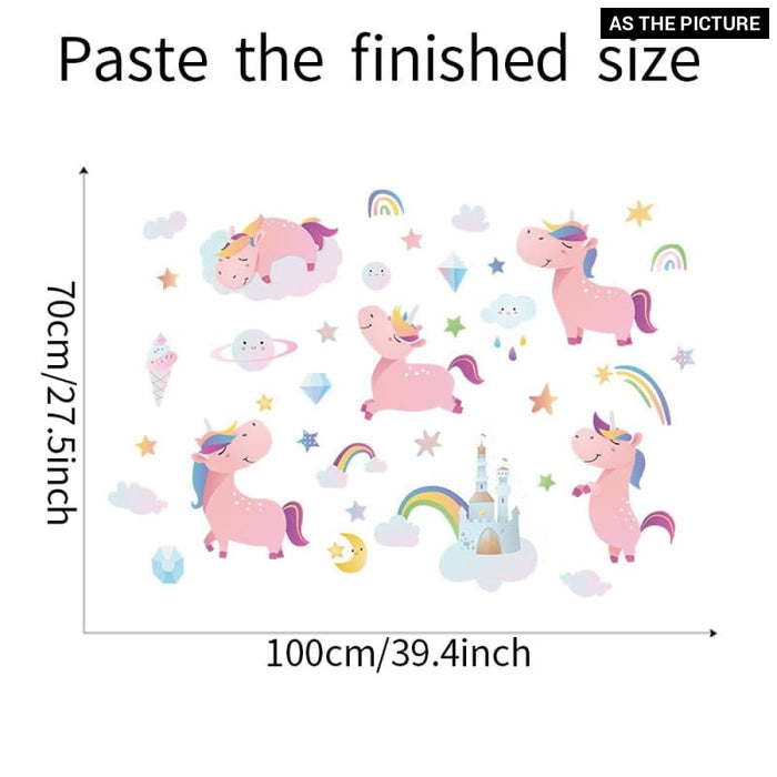 Unicorns With Rainbows Wall Stickers For Kids Room