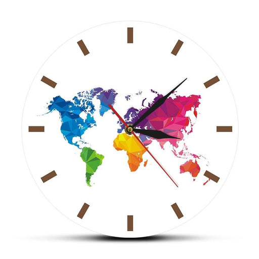 Unique Colourful World Map Wall Clock Silent Movement