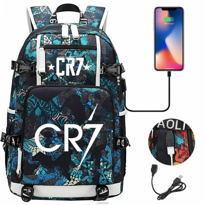 Unisex Camouflage Cr7 Print Capacity Waterproof School Bag