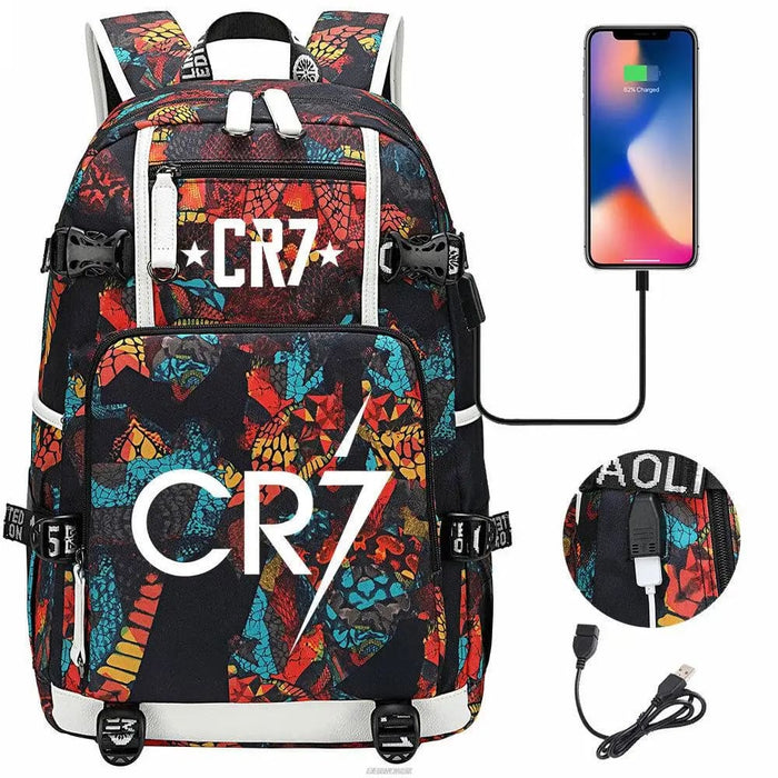 Unisex Camouflage Cr7 Print Capacity Waterproof School Bag