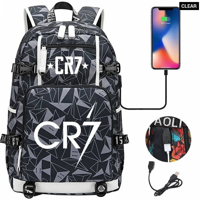 Unisex Camouflage Cr7 Print Capacity Waterproof School Bag