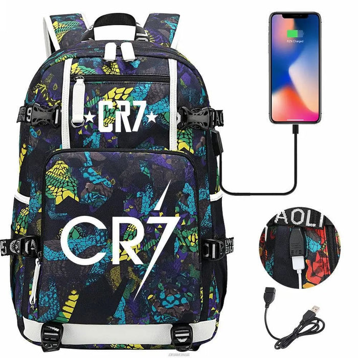 Unisex Camouflage Cr7 Print Capacity Waterproof School Bag