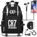 Unisex Football Cr7 Usb 18 Inch Laptop School Backpack