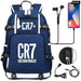 Unisex Football Cr7 Usb 18 Inch Laptop School Backpack
